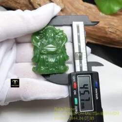 Thần tài ngọc bích Canada xanh lý tạc tay, kích thước 45mm - Hình ảnh 3