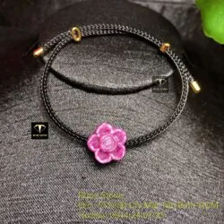 Charm hoa sen Ruby Nam Phi mix dây cáp đen - Hình ảnh 3