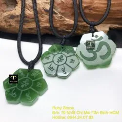 Mặt dây chuyền Lục Tự Đại Minh Chân Ngôn liên hoa, mặt sau khắc chữ “Om”, KT 30mm - Hình ảnh 5