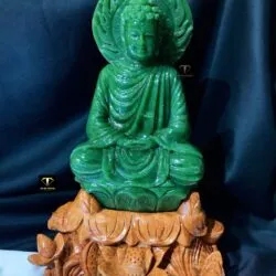 Tượng Phật Thích Ca ngọc bích Canada xanh lý, KT 26x15cm (chưa bao gồm đế)