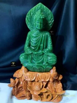 Tượng Phật Thích Ca ngọc bích Canada xanh lý, KT 26x15cm (chưa bao gồm đế) - Hình ảnh 5