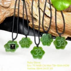 Mặt dây chuyền Lục Tự Đại Minh Chân Ngôn liên hoa, mặt sau khắc chữ “Om”, KT 30mm