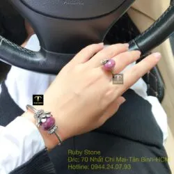 Bộ sản phẩm vòng tay và nhẫn bạc mix charm Ruby Nam Phi - Ảnh 2
