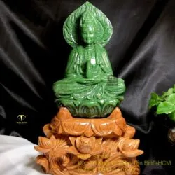 Phật Quan Thế Âm Bồ Tát ngọc bích Canada, KT 24x15cm (chưa gồm đế gỗ) - Ảnh 3