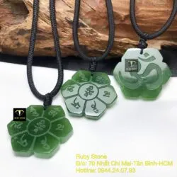 Mặt dây chuyền Lục Tự Đại Minh Chân Ngôn liên hoa, mặt sau khắc chữ “Om”, KT 30mm - Hình ảnh 4