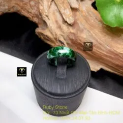 Nhẫn ngọc cẩm thạch sơn thuỷ xanh lý táo 8 ly