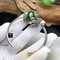 Kiềng bạc mix charm Ngọc bích mài giác - Hình ảnh 6