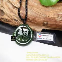 Mặt dây chuyền chữ Phúc ngọc bích, kích thước 42mm - Ảnh 4
