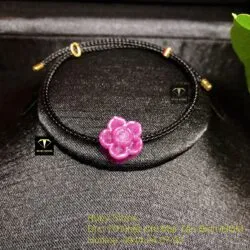 Charm hoa sen Ruby Nam Phi mix dây cáp đen - Hình ảnh 4