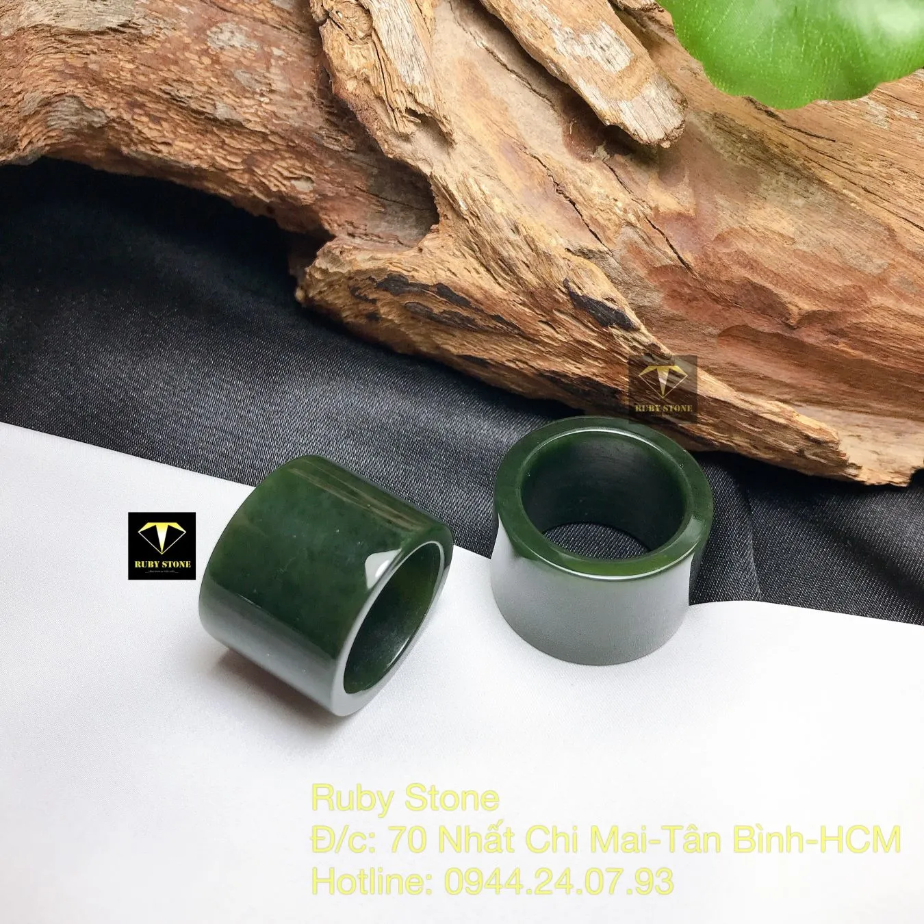 Nhẫn càn long Ngọc bích xanh đậm, bản 20mm Nhẫn càn long Ngọc bích xanh đậm, bản 20mm - Ảnh 6