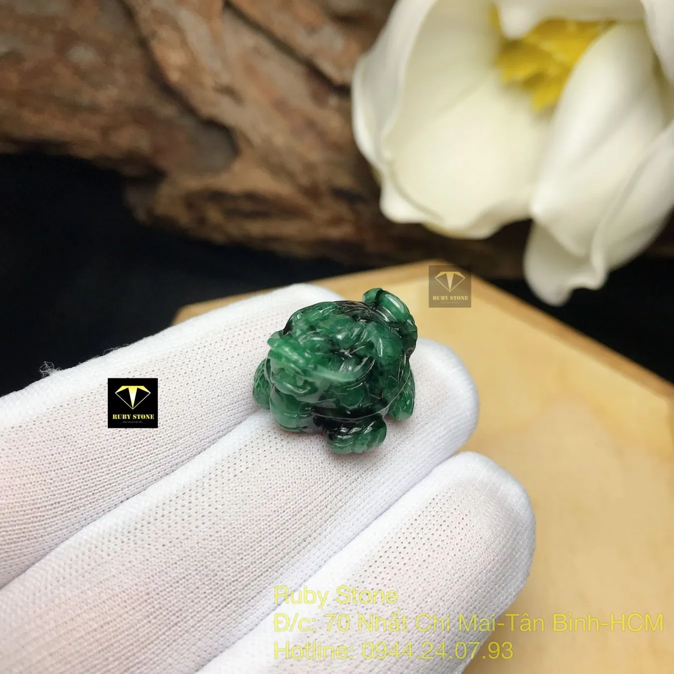 Long quy ngọc Cẩm thạch sơn thuỷ xanh lý, KT 18,5mm Long quy ngọc Cẩm thạch sơn thuỷ xanh lý, KT 18,5mm - Ảnh 6