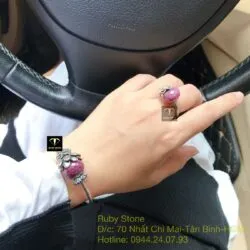 Bộ sản phẩm vòng tay và nhẫn bạc mix charm Ruby Nam Phi - Ảnh 6