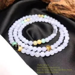 Vòng cổ Phúc-Lộc-Thọ ngọc Cẩm thạch 5,9 ly