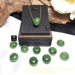 Mặt dây chuyền charm ngọc bích Canada xanh lá mài giác - Ảnh 6