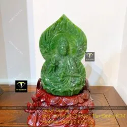Tượng Phật Quan Thế Âm Bồ Tát ngọc bích Canada, KT 21x13cm (Chưa bao gồm đế gỗ) - Ảnh 7