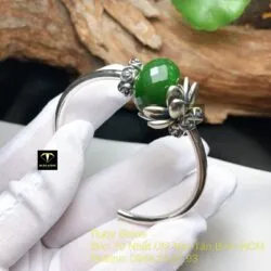 Kiềng bạc mix charm Ngọc bích mài giác
