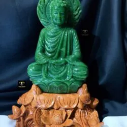 Tượng Phật Thích Ca ngọc bích Canada xanh lý, KT 26x15cm (chưa bao gồm đế)