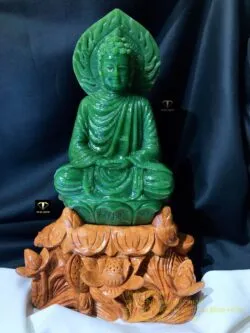 Tượng Phật Thích Ca ngọc bích Canada xanh lý, KT 26x15cm (chưa bao gồm đế) - Hình ảnh 4