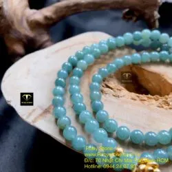 Chuỗi lam ngọc 108 hạt mix charm vàng hoa sen 24k - Ảnh 2