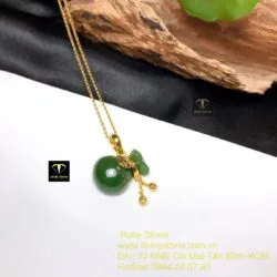 Mặt dây chuyền túi tiền Ngọc bích, vàng 18k - Hình ảnh 5