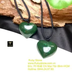 Mặt dây chuyền Trái tim Ngọc bích xanh đậm, kích thước 30mm - Ảnh 4