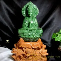 Phật Quan Thế Âm Bồ Tát ngọc bích Canada, KT 24x15cm (chưa gồm đế gỗ) - Ảnh 5
