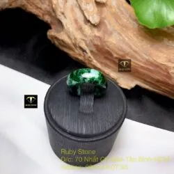 Nhẫn ngọc cẩm thạch sơn thuỷ xanh lý táo 8 ly - Ảnh 3