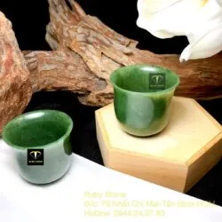 Ly (chén) trà Ngọc bích xanh lá, KT 44x49x5mm