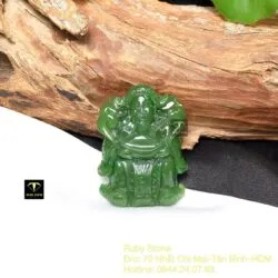 Thần tài ngọc bích Canada xanh lý tạc tay, kích thước 45mm - Hình ảnh 5