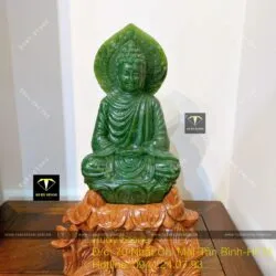 Tượng Phật Thích Ca ngọc bích Canada xanh lý, KT 26x15cm (chưa bao gồm đế) - Hình ảnh 8