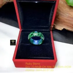 Nhẫn cặp ngọc Cẩm thạch sơn thuỷ A xanh lý 8 ly - Ảnh 6