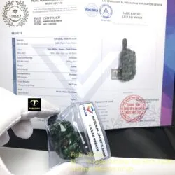 Tỳ hưu ngọc Cẩm thạch sơn thuỷ xanh, kích thước 32mm - Ảnh 7