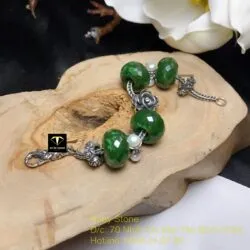 Vòng bạc mix charm ngọc bích xanh lá mài giác