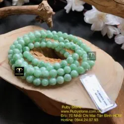 Chuỗi cổ ngọc cẩm thạch đậu lý 61 hạt