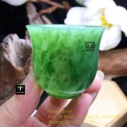 Ly (chén) trà Ngọc bích xanh lá, KT 44x49x5mm - Hình ảnh 7