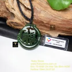 Mặt dây chuyền chữ Phúc ngọc bích, kích thước 42mm - Ảnh 8