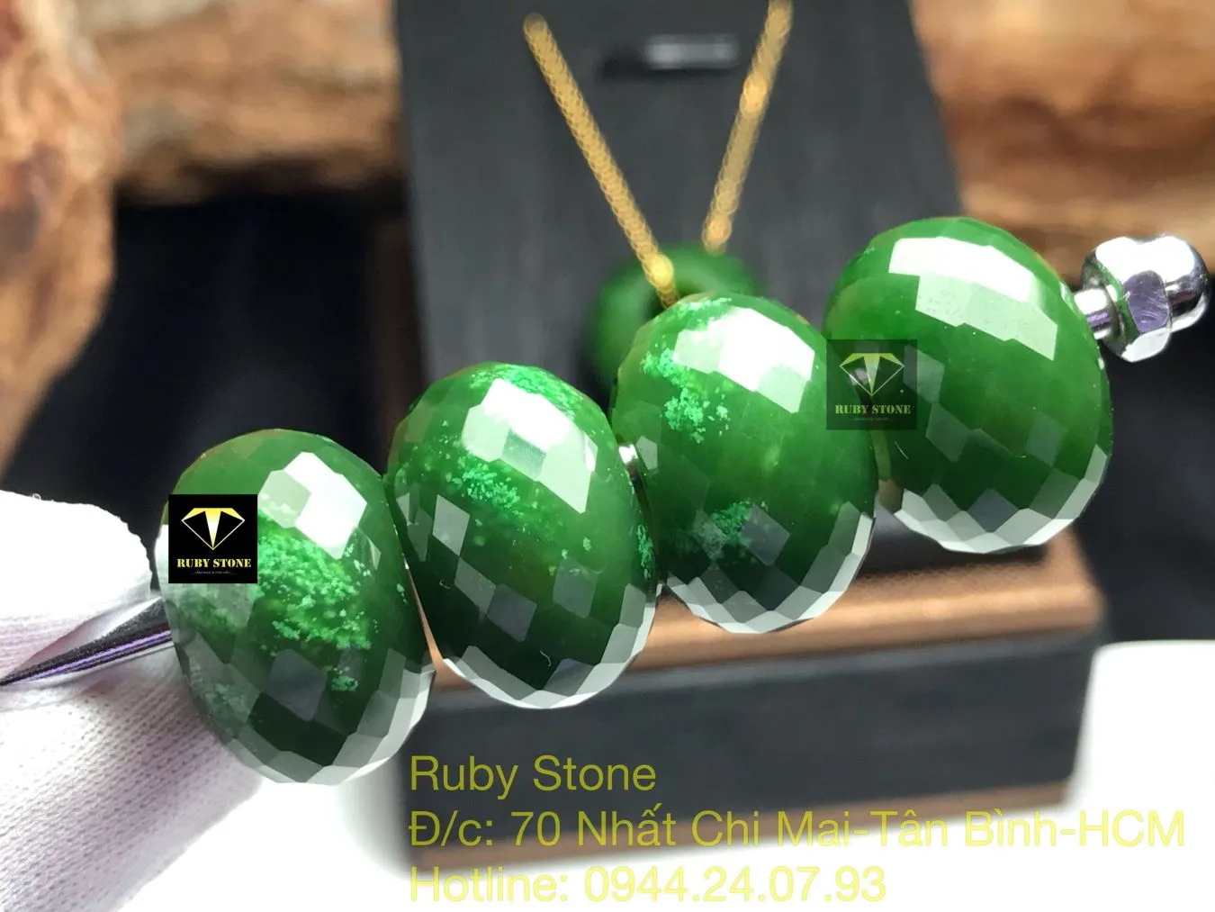 Charm ngọc bích mài giác xanh lá Charm ngọc bích mài giác xanh lá - Ảnh 5