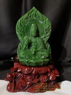 Tượng Phật Quan Thế Âm Bồ Tát ngọc bích Canada, KT 21x13cm (Chưa bao gồm đế gỗ) - Ảnh 4
