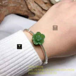 Vòng tay Pandora bạc mix charm hoa sen ngọc bích Canada - Hình ảnh 3