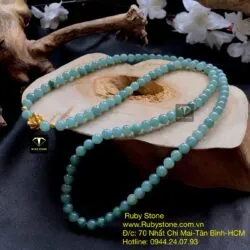 Chuỗi lam ngọc 108 hạt mix charm vàng hoa sen 24k - Ảnh 6