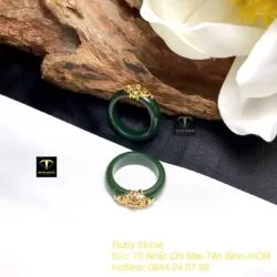Nhẫn tròn ngọc bích Canada xanh lý đậm, vàng 18k - Ảnh 5