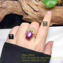 Nhẫn nhện Ruby Nam Phi, vàng 18k