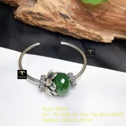 Kiềng bạc mix charm Ngọc bích mài giác - Hình ảnh 3