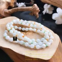Chuỗi cổ ngọc Cẩm thạch phúc-lộc-thọ xen kẽ 6,8 ly