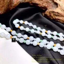 Chuỗi cổ ngọc Cẩm thạch phúc-lộc-thọ xen kẽ 6,8 ly - Ảnh 4