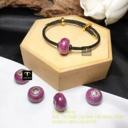 Charm Ruby Nam Phi trơn, cẩn bạc 925