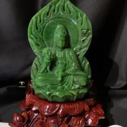 Tượng Phật Quan Thế Âm Bồ Tát ngọc bích Canada, KT 21x13cm (Chưa bao gồm đế gỗ)