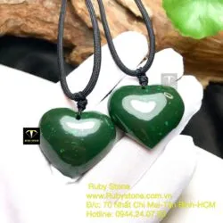 Mặt dây chuyền Trái tim Ngọc bích xanh đậm, kích thước 30mm - Ảnh 2