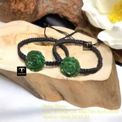 Hoa mẫu đơn Ngọc bích tết dây vải đeo tay - Ảnh 6