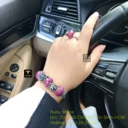 Vòng tay bạc mix charm Ruby Nam Phi mài giác - Ảnh 3